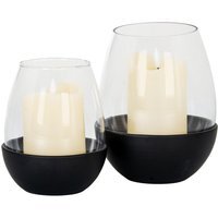 Neris Medium Candle Holder with Glass Goblet Elegant Home Decor - Black
