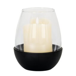 Neris Medium Candle Holder with Glass Goblet Elegant Home Decor - Black - thumbnail 2