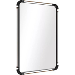 Industrial Large Rectangular Wall Mirror for Bedroom - Black - thumbnail 3