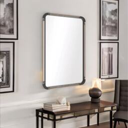 Industrial Large Rectangular Wall Mirror for Bedroom - Black - thumbnail 5