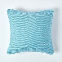 Homescapes Cotton Halden Chevron Cushion Cover - Teal / 60cm
