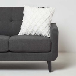 Homescapes Geometric Diamond Tufted Cotton Cushion - White - thumbnail 2