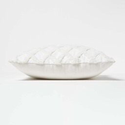 Homescapes Geometric Diamond Tufted Cotton Cushion - White - thumbnail 4