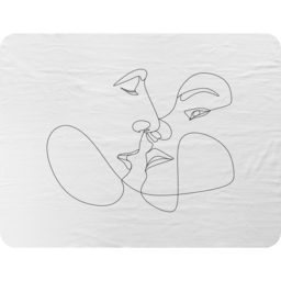 Couple Kiss In Line Art Blanket - White - thumbnail 2