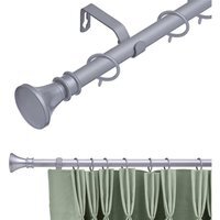16-19 mm Extendable Metal Curtain Pole Rods Voile Easy Fitting - Satin Steel / 70 - 120 cm