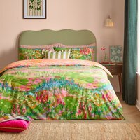 Meadow Escape Floral Duvet Cover Set - Green-Pink / Superking