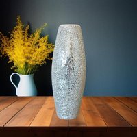 Crackle Flowers Vase Tabletop Vases For Home Decorations Silver - Silver