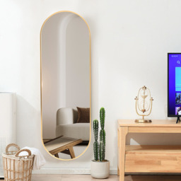 Oval Metal Full Length Wall Mirror Home Decor - Gold - thumbnail 3