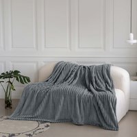 Snug Soft Chunky Ribbed Cord Plush Throw Blanket - Silver / 200x240