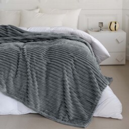 Snug Soft Chunky Ribbed Cord Plush Throw Blanket - Silver / 200x240 - thumbnail 4