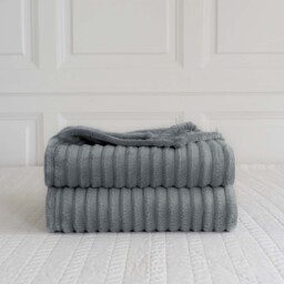 Snug Soft Chunky Ribbed Cord Plush Throw Blanket - Silver / 200x240 - thumbnail 5