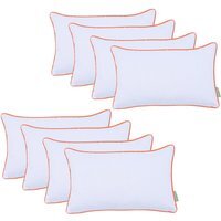 White Rectangular Pillow with Colours Piping Soft Comfy  - Orange  / 8 - thumbnail 1
