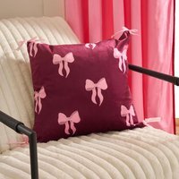 OHS Bow Print Cushion Covers - Burgundy / 45cm / 4