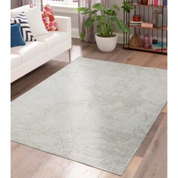Perla Modern Abstract Linear Living Room Area Rug Metallic Sheen Molten-Grey - Grey / 170cm - thumbnail 3