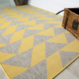 Geometric Flatweave Indoor Outdoor Rug - Yellow / 170 x 120cm - thumbnail 2