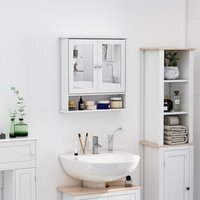 kleankin Wall-mounted Bathroom Cabinet Mirror - White - thumbnail 1