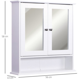 kleankin Wall-mounted Bathroom Cabinet Mirror - White - thumbnail 3