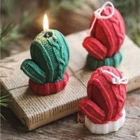 Handmade Unscented Fancy Christmas Wax Candles - Red - image 1