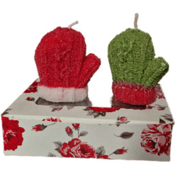 Handmade Unscented Fancy Christmas Wax Candles - Red - thumbnail 2