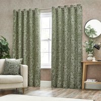Bali Jacquard Eyelet Curtain Pair - Olive / 117cm / 183cm - thumbnail 1