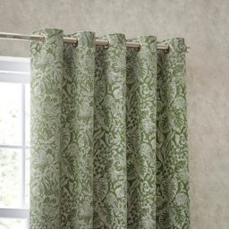 Bali Jacquard Eyelet Curtain Pair - Olive / 117cm / 183cm - thumbnail 4