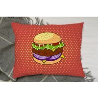 The Pop Art Illustration Of Burger Cushion - Orange - image 1