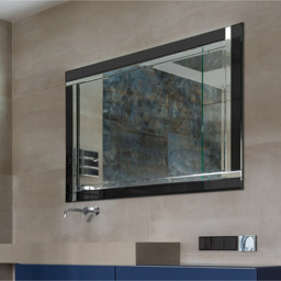 MirrorOutlet Calder Black Glass Venetian Mirror 120 x 80cm - Black - thumbnail 4