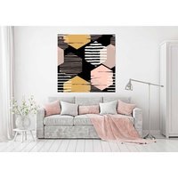 'Hexagon Trending' Graphic Art Print on Canvas - Yellow / 31cm - thumbnail 1