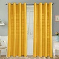 Homescapes Cotton Rajput Ribbed Curtain Pair - Sunshine Orange / 167cm / 228cm - thumbnail 1