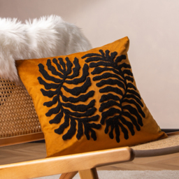 Maldive Botanical Velvet Tufted Cushion - Ginger - thumbnail 3