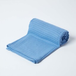 Organic Cotton Waffle Blanket - Blue / 150cm / 125 x 150 cm - thumbnail 2