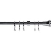 16 - 19mm Chrome Diamante Trumpet End Metal Curtain Pole Set - Chrome / 120cm