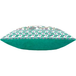 Mentera Floral Velvet Cushion - Oasis Green/Lilac / Feather - thumbnail 3