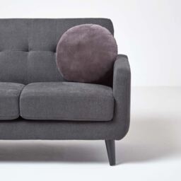 Velvet Round Cushion - Dark Grey - thumbnail 2