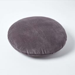 Velvet Round Cushion - Dark Grey - thumbnail 3
