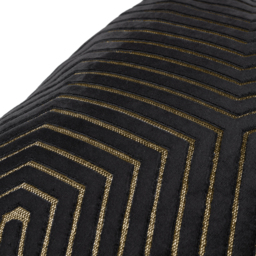 Evoke Cut Velvet Cushion - Black / 55cm / Polyester - thumbnail 5