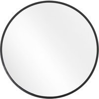 Livingandhome Round Metal Wall Mirror - Black