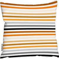 Striped Pattern, Orange Black Gray Beige And Brown Cushion - Orange / 60cm