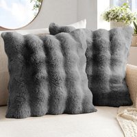 Luxury Supersoft Faux Fur Cushion - Charcoal / 43cm