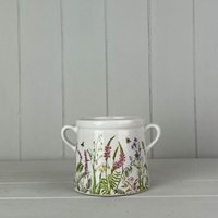 Small Rustic White Meadow Design Pot - White