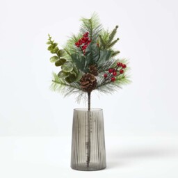 Artificial Bouquet Winter Woodland and Eucalyptus Single Stem - Green & Red - thumbnail 5