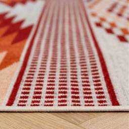 Warm Orange Terracotta Tribal Geometric Low Pile Soft Living Area Rug - Terracotta / 240cm - thumbnail 5