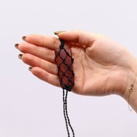 Red Jasper Laced Flat Point Pendant, Handcrafted India Jewelry - Maroon