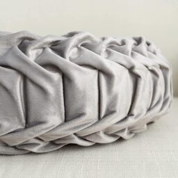 Round Pleated Pumpkin Velvet Cushion 45cm - Grey - thumbnail 5