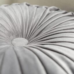 Round Pleated Pumpkin Velvet Cushion 45cm - Grey - thumbnail 4