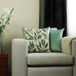 Laurel Botanical Cushion 45 x 45cm - Forest Green / Feather - thumbnail 3