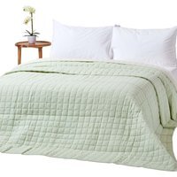 Cotton Quilted Reversible Bedspread - Sage-Cream / Double