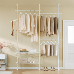 Telescopic Floor Hanger with Shelves - White - thumbnail 4