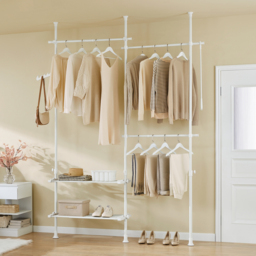 Telescopic Floor Hanger with Shelves - White - thumbnail 5