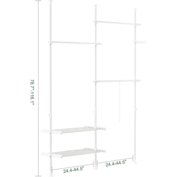 Telescopic Floor Hanger with Shelves - White - thumbnail 2